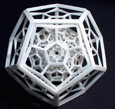 The 120 Cell is a 4D structure made of 120 regular dodecahedra